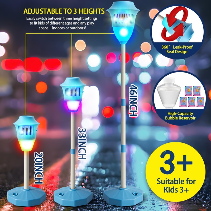 ROHSCE Automatic Bubble Machine with LED Lights & Music, Tall