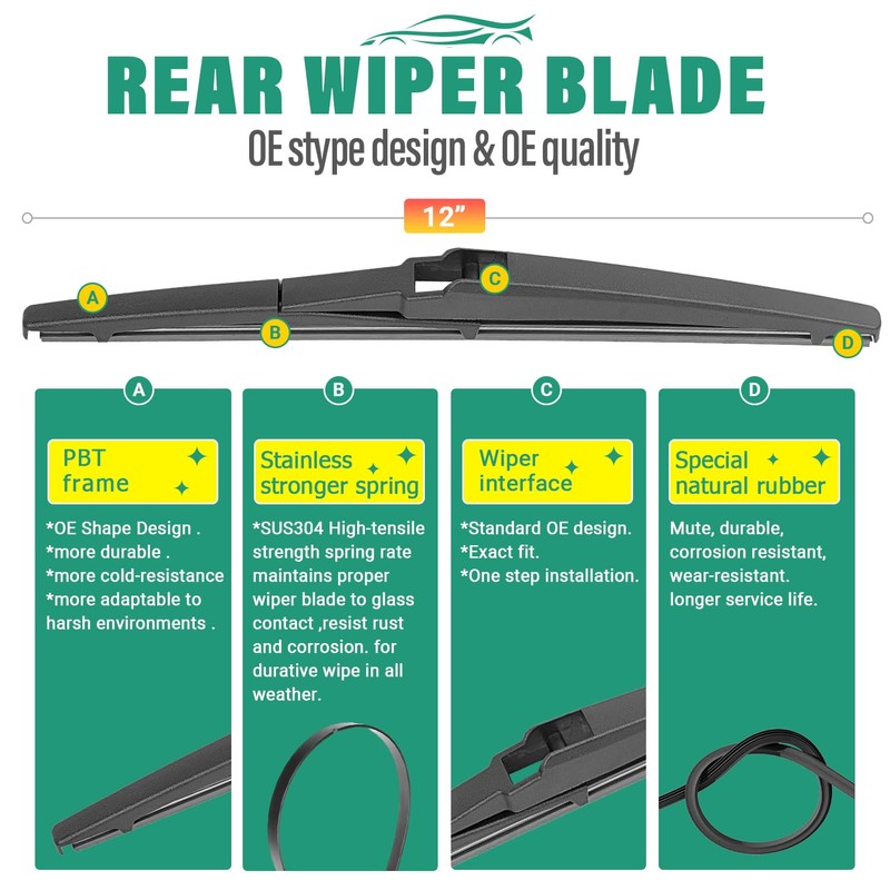 26" 16" 12" Windshield Wiper Blades Replacement for Toyota RAV4