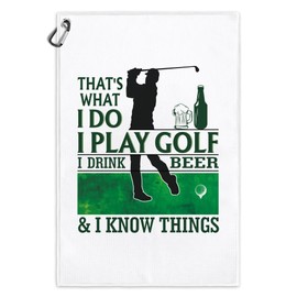 Msticey That's What I Do I Play Golf Funny Printed Microfiber Golf Towel with Clip, Golf Gifts for Golf Dad Mom Grandpa, Golfer Father's Day Birthday Gifts, Golf Accessories for Men Husband Boyfriend