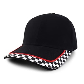 Armycrew XXL Oversized Racing Flag Structured Cotton Twill Baseball Cap - Black - 2XL