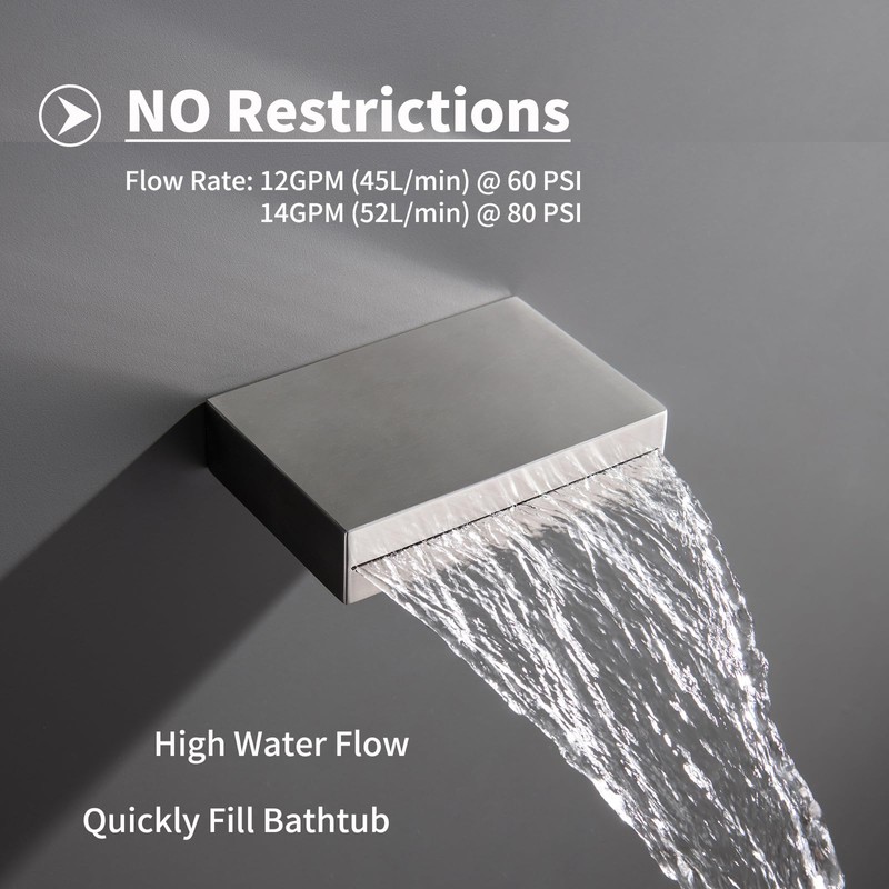SevenGelok Waterfall Tub Spout Bathtub Spout for Bathtub Faucet 【SUS304