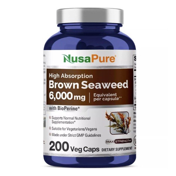 NusaPure Brown Seaweed Extract 6000 mg - 200 Veggie Capsules