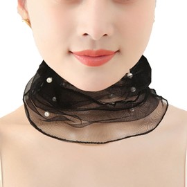 Minority Design Neck Cover, Scarf, Pearl, Neck Wrinkles, For Spring and Summer, Sunburn Protection, Women's, Stylish, Hide Scratches, Accessory, Black