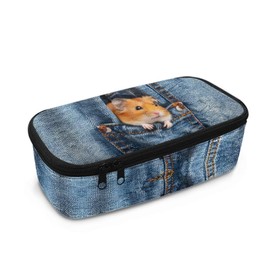 TOADDMOS Cute Hamster in Pocket Pencil Bag Kawaii Pen Box Desk Organizer Marker Pouch Office College School Gift for Adults Teen Girl Boy