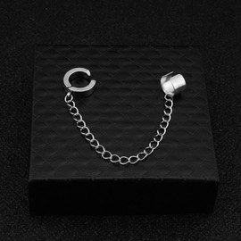 Cartilage Wide Cuff Drop Dangle Small Hoop Earrings for Women Men Punk Hypoallergenic Stainless Steel Clip On Huggie Little Hoops Crawler Climbers Threader Chain Earrings Son (No Piercing)