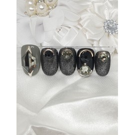 Black Hole Handmade Nail Tips - Long Round / 블랙홀 수제네일팁 - 롱라운드