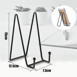 XUTONG 5Pcs 6 Inch Plate Holder Display Stands, Black Photo Stand, Metal Black Plate Holder Picture Stand for Pictur