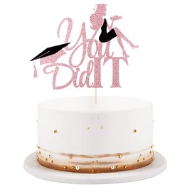 LVEUD - Decoración para tarta de graduación 2021 con purpurina para decoración de graduación 2021 (oro rosa)