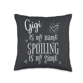 Gifts For Your Gigi Grandma Grandma Gift Gigi is My Name Spoiling is My Game Hearts Throw Pillow, 16x16, Multicolor