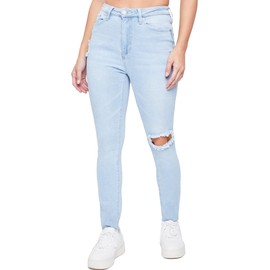 YMI Junior Vintage Dream High-Rise 1-Button Skinny Ankle Jean, Light Blue, 1