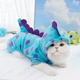 XIAOYU Funny Dog Dinosaur Costumes Pet Clothes for Small Dog Cat, Winter Warm Puppy Hoodies Pet Jumpsuit Apparel for Halloween Christmas, M