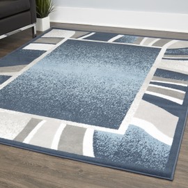 Home Dynamix Lyndhurst Rotana Modern Area Rug, Contemporary Blue/Gray/Ivory 3'7"x5'2"