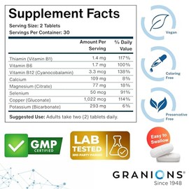 Granions Complejo de pastillas relajantes musculares: magnesio, potasio, selenio, cobre y vitaminas B. Relajante: suplemento diario reconfortante para