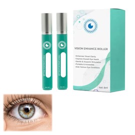 Augenmassage-Serum, Vision Enhance Roller, spendet Feuchtigkeit an die Haut um die Augen herum, entspannt die Augen, lindert Trockenheit und Ermüdung und verbessert die Sehschärfe, 2 Stück