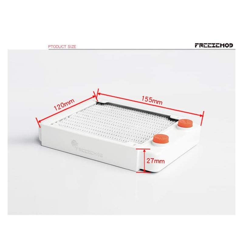FreezeMod 120mm White G1/4" Threads Pure Copper Radiator 27mm Thick