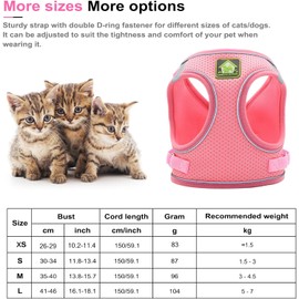 Arnes Gato, Arnés para Gato con Correa y Collares, Arnes Gato Ajustable, Arnes para Perro Pequeño, Chaleco Suave Cómodo Reflectante Transpirable para