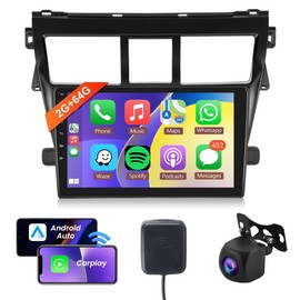 2G 64G Radio for Toyota Yaris VIOS 2007-2013 Android Car Stereo Carplay, Rimoody 9 Inch Touchscreen GPS WiFi Android Auto Mirror Link Bluetooth FM HiFi SWC AHD Backup Camera