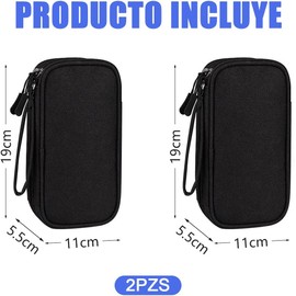 2pzs Organizador de Cables, Estuche para Accesorios Electrónicos, Bolsa Portatil de Viaje con 8 Bolsillos Interiores, Gran Capacidad, Impermeable, para Cables, Cargador, Teléfono, Tarjeta SD