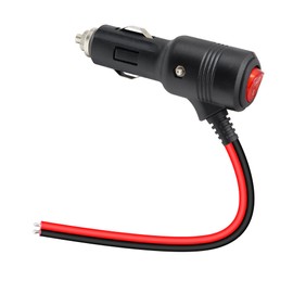 Xilaghy 12V Fusible Enchufe Encendedor Macho con Interruptor y 13AWG Cables 0.5FT,Repuesto Enchufe Encendedor de Coche con 15A Fusible y LED Indicador(0.15M)
