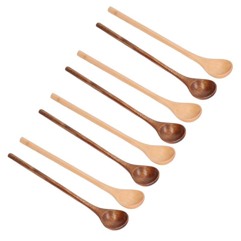 8 Pcs Wooden Spoon Beech Wood Safe Environmentally Friendly Wooden