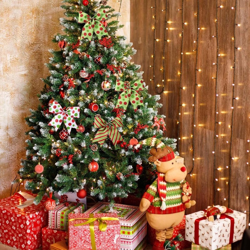 Christmas Ribbon Wired 2.5 Inch Dots with Stripes 5 Yard