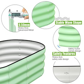 SnugNiture Galvanized Raised Garden Bed, 4x2x1ft Oval Metal Planter Box for Planting Outdoor Plants Vegetables