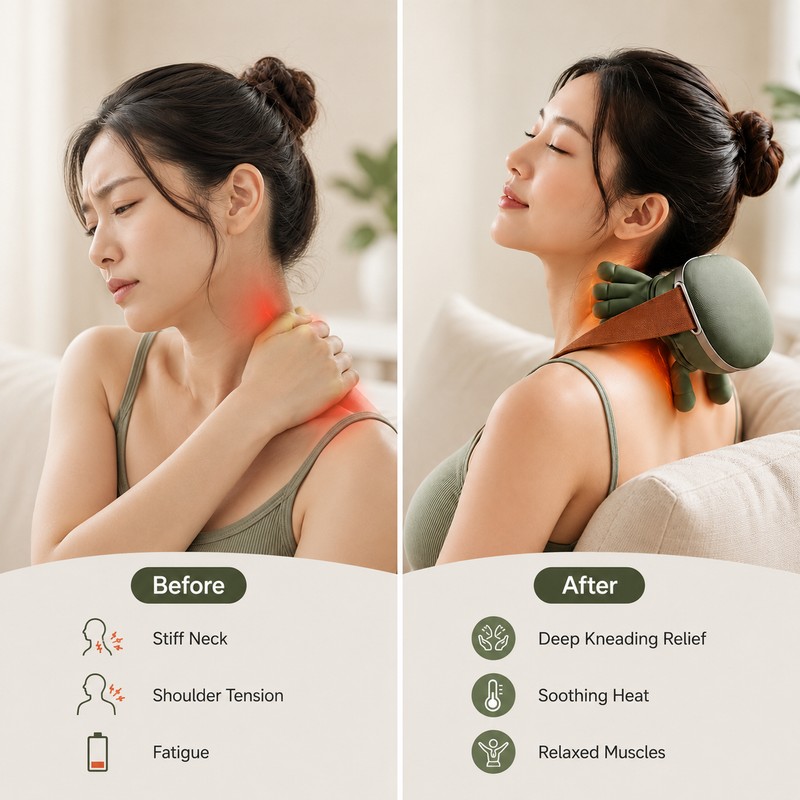 Cordless Neck and Shoulder Massager with Heat – 4D Kneading