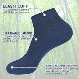 KOOOGEAR Bamboo Socks,5 Pairs Low Cut Ankle Socks for Men Women,No Show Non Slip Comfortable Breathable Casual Socks with Smooth Toe Seams Size 4-12