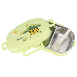 Stainless Steel Bento Box, Leak Proof Insulated Lunch Box with Portable Cutlery, Lunch Containers with Compartments(Solid Green-Giraffe)