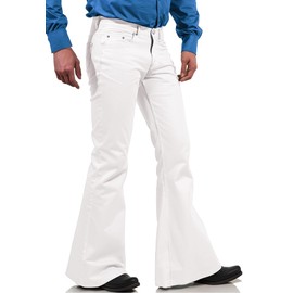 70s Disco Pants for Men,Mens Bell Bottom Jeans Pants,60s 70s Bell Bottoms Vintage Denim Pants Jeans for Men White