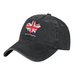 KOSUES British England UK English Flag Retro Washed Cotton Baseball Cap Adjustable Vintage Trucker Hat Adult Distressed Dad Hats Denim Ball Snapback Caps Unisex Sun Hats for Sports Golf Black