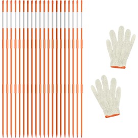 20Pcs Driveway Markers,4Ft Driveway Reflective Poles, Orange Fiberglass Snow Stakes with Reflective Tape for Easy Visibility at Night for Parking Lots