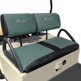 WEIMELL Golf Cart Seat Covers Fit Club Car DS Pre-2000 Front Seat Covers for Regular Cushion Breathable Thicken Mesh with Vinyl Leather No Nail Gun Easy to Install Black & GrayBlue