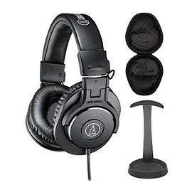 Audio-Technica ATH-M30X Professional Headphones Bundle with Knox Stand and Case (3 Items)