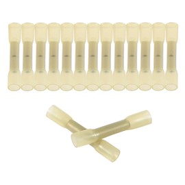 AOICRIE 100Pcs Heat Shrink Butt Connectors, 22-16 AWG Red Wire Connectors Automotive Marine Grade Wire Crimp Butt Splices, Ideal for Boat, Truck, Stereo (Light Yellow)
