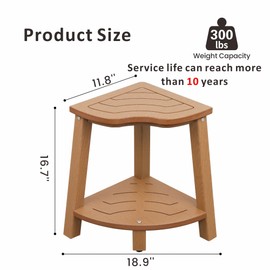 ISYIESA Corner Shower Bench,Plastic Stool for Shower Waterproof、Rot-Resistant,Shower Stool for Shaving Legs,Shower Benches for Inside Shower,Shower Bench Seat with Storage (Brown)