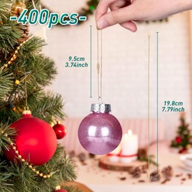 GWHOLE Pack of 400 Christmas Jewellery Hangers, Christmas Hanging Ropes, Christmas Decoration Hangers, Christmas Tree Bauble String for Hanging with Press Studs, Ropes, Ornament for DIY Decoration TLN