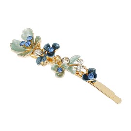 yangzerangVintage Flower Hair Pins Women Barrette Bobby Pins Decorative Metal Gold Tone Hairpins Colorful Floral Design Hair Clips French Rhinestone Hair Decorative Accessories for Women Girls
