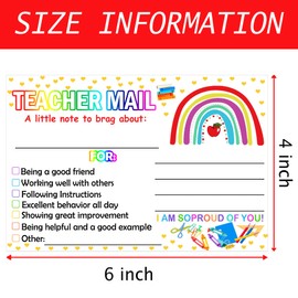 4 x 6 inch Rainbow Happy Mail Teacher Notes to Parents Classroom Good Behavior Incentive Motivational Cards 50 Pcs Motivational Notes Positive Postcards For Home,Preschool, Kindergarten, Elementary School