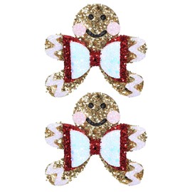 Girls Glitter Christmas Gingerbread Man Hair Bow Clips Barrettes Cute Sparkly Gold Alligator Hairpins 3in Christmas Party Dress Outfits Decorative Accessories Kids Xmas Gift