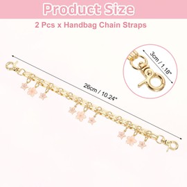 sourcing map 2Pcs 10" Purse Extender Chain Straps, Bag Accessories Charm for Women Handbags Handle Replacement Decoration with Flowers Pendant, Pink