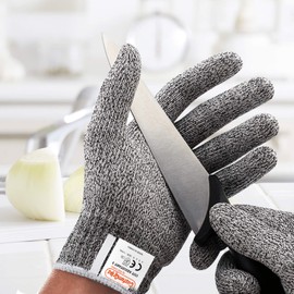 CustomGrips Food Grade Protection, 2 Pairs, Large, Cut Resistant Safety Gloves, Great for Meat Cutting, Oyster Shucking, Fish Filleting, Chopping Vegetables & General Kitchen Work