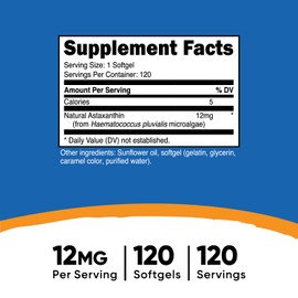 Nutricost Nutricost Astaxanthin 12mg, Non-GMO and Gluten Free, 120 Softgels (4 Month Supply)