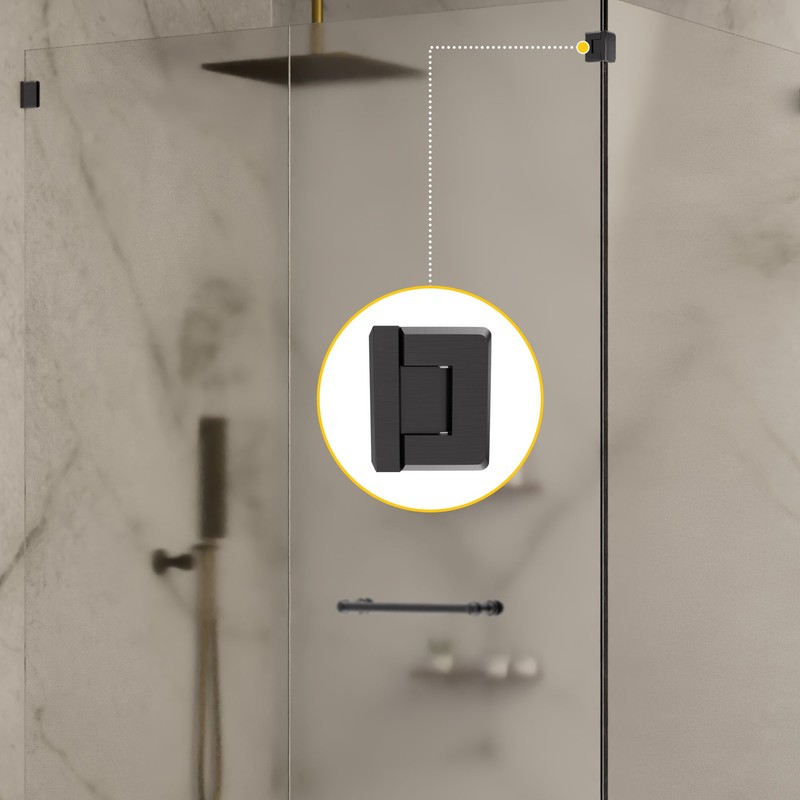 Brixwell H-P90GTG-BP Premier Series Glass To Glass Mount Shower Door