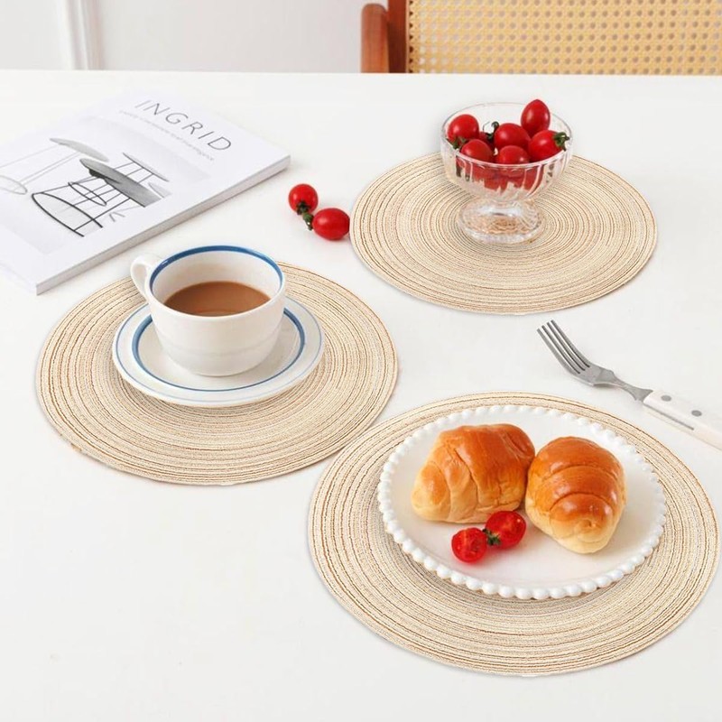 4Pcs Round Braided Woven Place Mats, 30 x 30cm Round