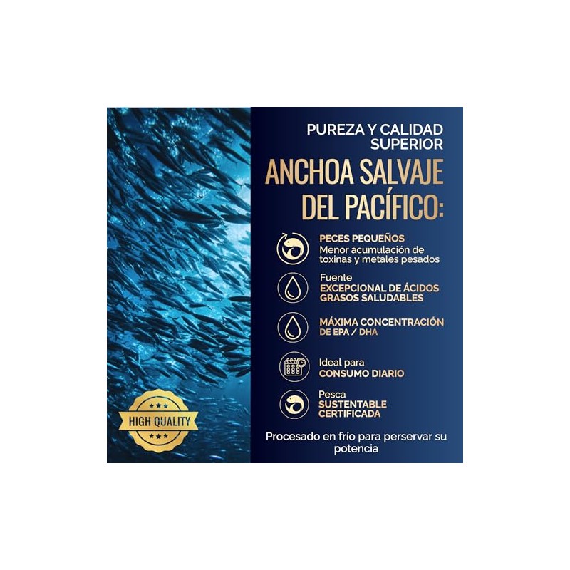 Omega Diamond Forte 2000mg Aceite Anchoa Salvaje Máxima Pureza Diamante