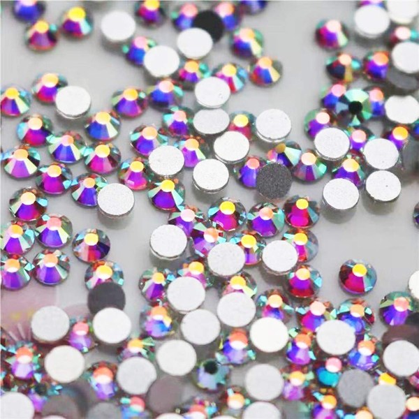 WTX Glass 1440 Rhinestones SS4 - SS30 Nail Deco Crystal (SS8 (Approx. 0.1 - 0.1 inches (2.3 - 2.5 mm) Aurora Borealis)
