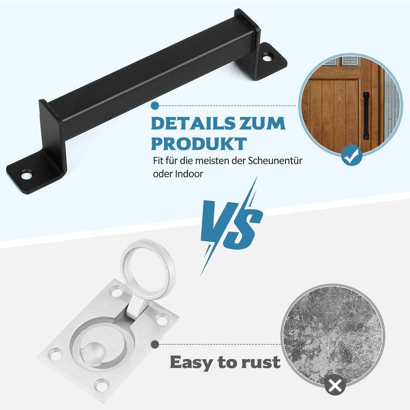 BATENGKEJI 2 Pcs Black Sliding Door Handles, Pull Handle, Pull