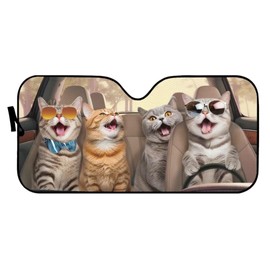 Biyejit Cats Driving Windshield Sun Shade Foldable Car Front Window Covers for Car Accessories Sun Heat UV Rays Visor Protector Protection for Universal Cars SUV Truck