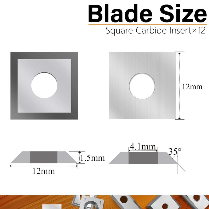 12mm Square Carbide Inserts Cutters Knives Blades 12×12×1.5mm-35°for Woodworking Spiral/Helical